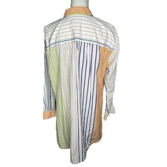 Anthropologie Maeve Button Down Stripe Alix Henley Patchwork Oversized Small - Picture 3 of 4